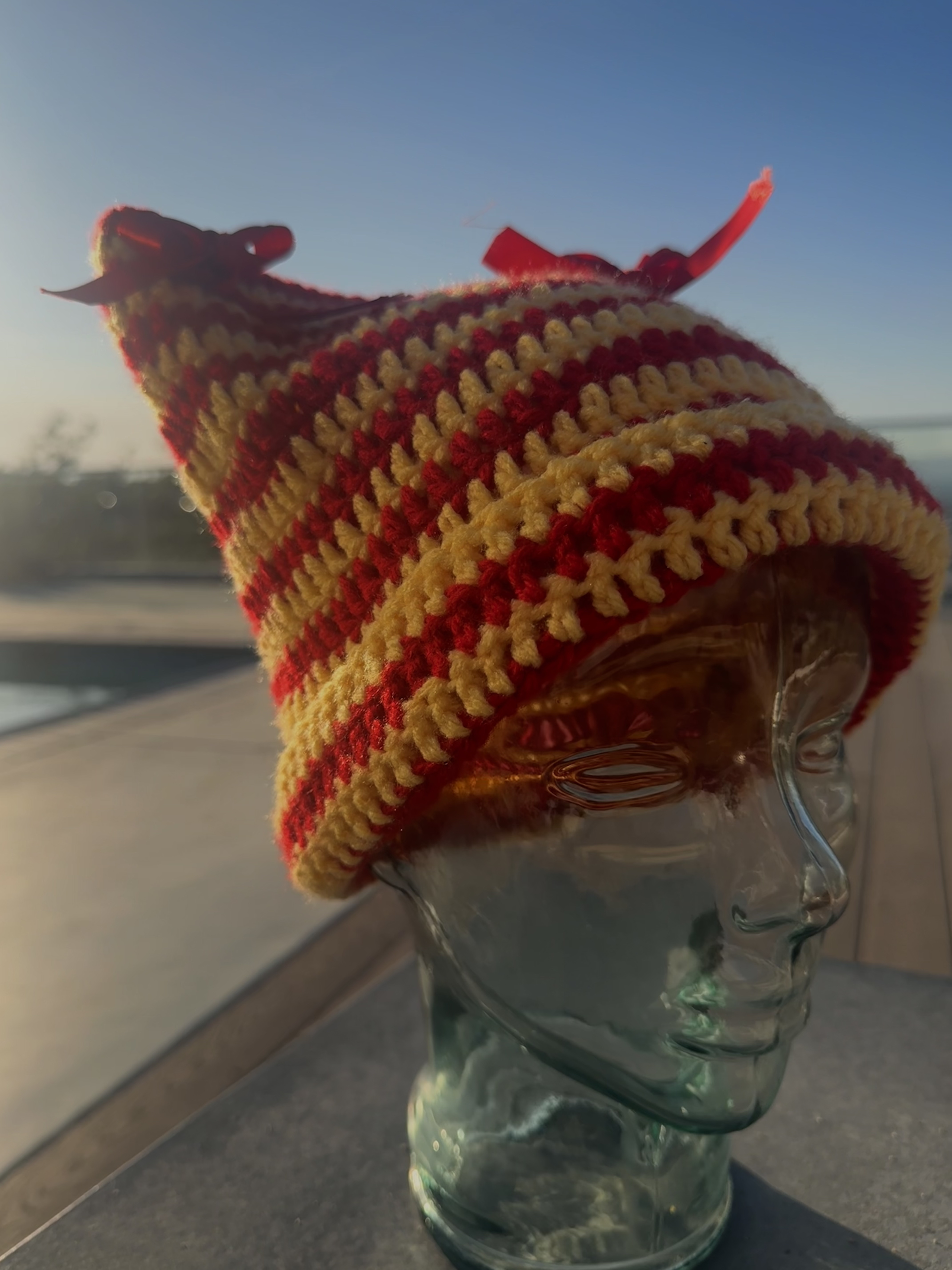 Yellow handmade crochet piece